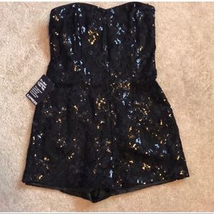 NWT Express black sequin romper!